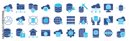 Web Hosting line editable icon set. web hosting, server, cloud computing, firewall, internet, FTP, database, SSL, and more. Editable stroke. Vector illustration