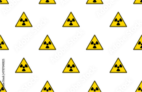 seamless pattern with radioactive sign. radioactive sign on triangle board