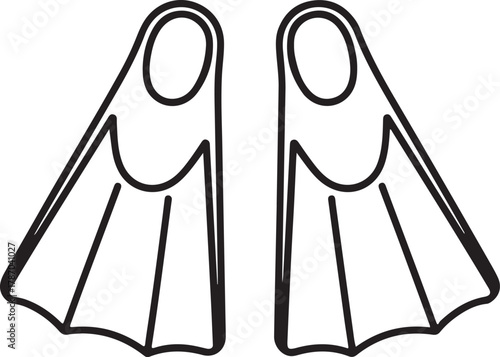 Simple line drawing of two swimming flippers on white background