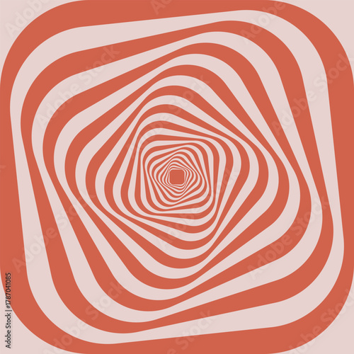 Abstract optical illusion, hypnotizing rounded squares tunnel