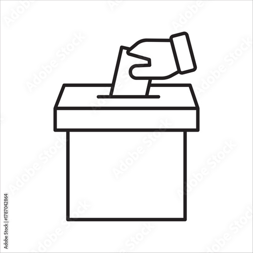 Hand voting ballot box icon set, Election Vote concept, Vector illustration on white background. color editable