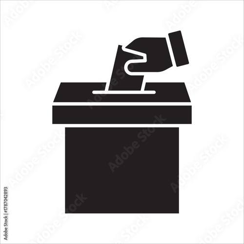 Hand voting ballot box icon set, Election Vote concept, Vector illustration on white background. color editable