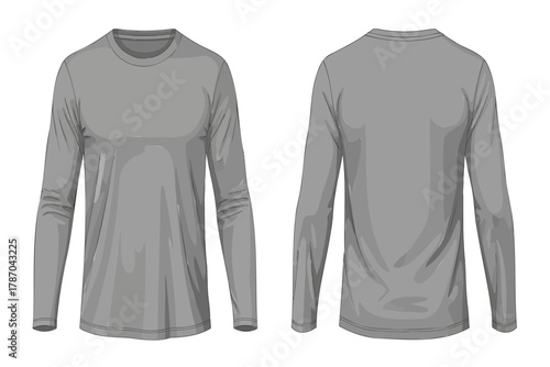 Versatile plain grey long sleeve t-shirt mockup front and back for apparel design and branding