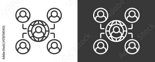 Outsourcing Icon Set Vector Collection Isolated In Black And White