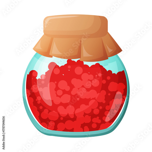 jar of red strawberry jam