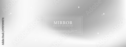 Abstract metal surface with silver mirror gradient. Shiny foil texture. Smooth steel or chrome background for decor. Vector illustration.