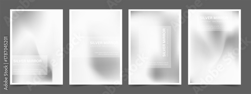 Shiny foil texture with silver mirror gradient vector background. Abstract metal surface for steel or chrome decor design.