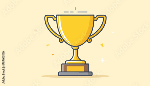 Illustration of a golden trophy on a wooden base, symbolizing achievement.