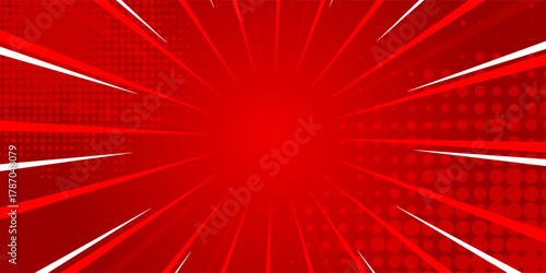Vector halftone illustration. Pop art comic book cartoon magazine cover. comic red background. red background.