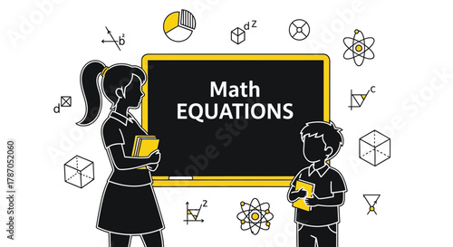 Empowering education with math equations on chalkboard illustration