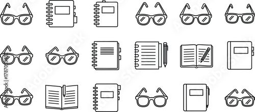 Collection of study- and reading-related icons
