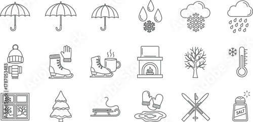 Collection of winter season-related icons