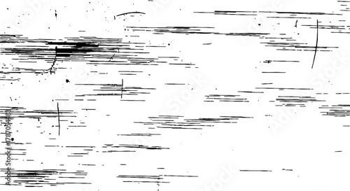 Black and white distressed grunge overlay texture with horizontal scratches and tiny dots Worn rough vector background pattern