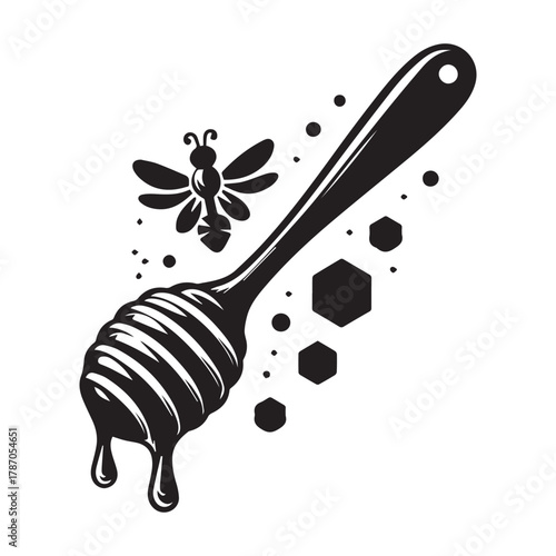 "Vintage Honey Dip & Bee Design for Organic Branding"