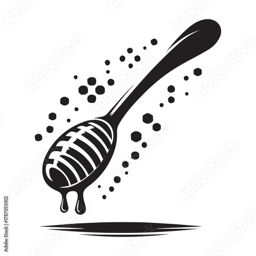 "Bee and Honey Dripper Vector Graphic for Logo & Packaging"