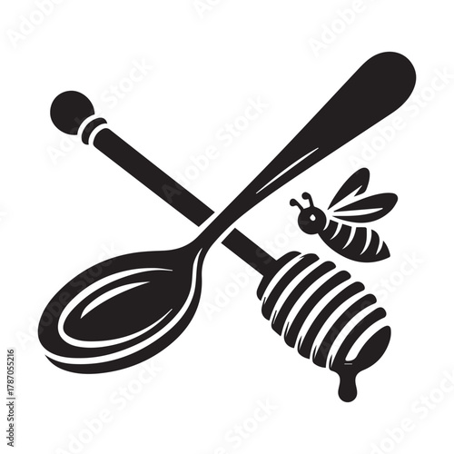 "Bee and Honey Dripper Vector Graphic for Logo & Packaging"