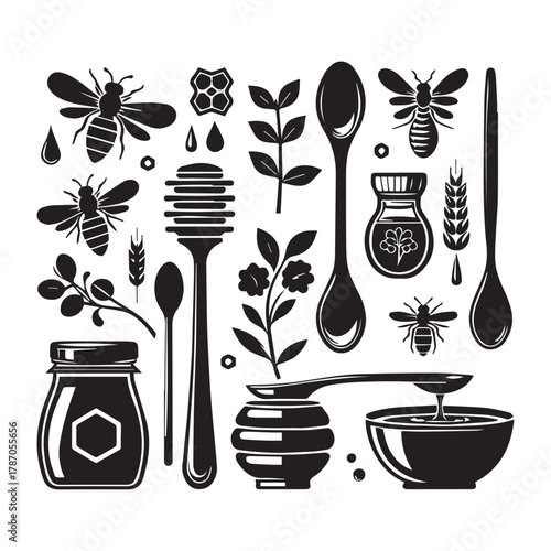 "Bee and Honey Dripper Vector Graphic for Logo & Packaging"