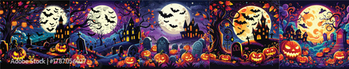 VECTOR HALLOWEEN THEME BACKGROUND FLAT DESIGN