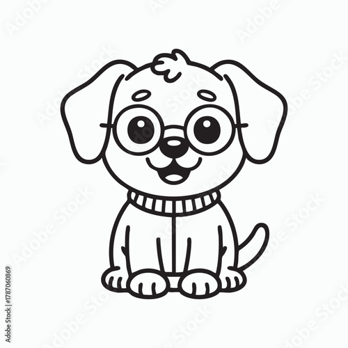 Cute puppy with glasses