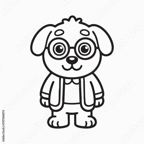 Cute puppy with glasses