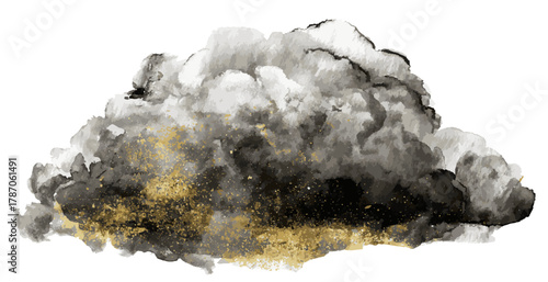 Black and Gold Watercolor Cloud