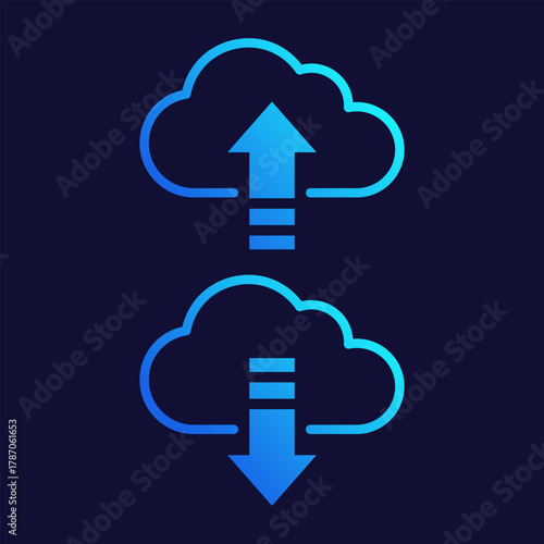 Upload Download Flat Colored Icon for Data Transfer and Sharing