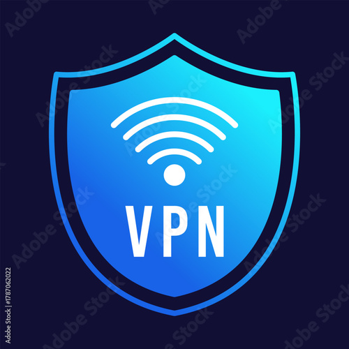 VPN Connection Flat Colored Icon for Secure Internet Privacy and Online Access