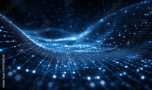 Abstract cloud in cyberspace with a grid structure representing connectivity. The digital matrix symbolizes global internet communication and data sharing, integral to the digital, Generative AI