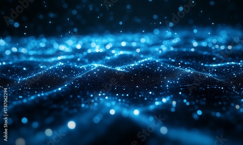 Abstract cloud in cyberspace with a grid structure representing connectivity. The digital matrix symbolizes global internet communication and data sharing, integral to the digital, Generative AI