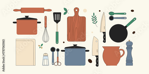 Delightful Cooking Utensils Illustration Kitchenware Collection for Culinary Projects
