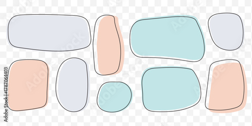 Abstract organic blob shapes set. Fluid wavy round forms and soft liquid doodle elements. Modern oval background vector illustration