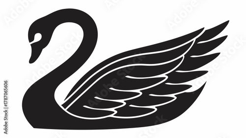 Elegant black swan illustration for sophisticated designs, a symbol of grace and beauty, perfect for logos, tattoos, and branding with a unique touch
