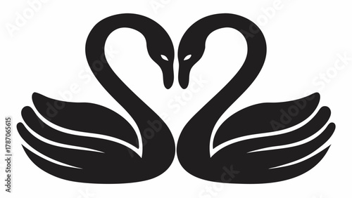 Elegant swans create a heart shape, a symbol of love and partnership, perfect for wedding designs, romantic themes, or representing unity and grace
