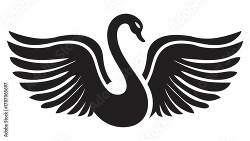 Elegant swan with outstretched wings, graceful bird symbol for branding and design projects, a timeless and sophisticated emblem of beauty, originally vector