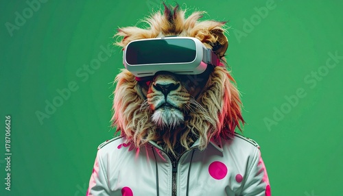 Lion using VR on green screen