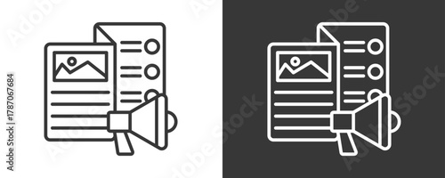 Brochure Icon Set Vector Collection Isolated In Black And White