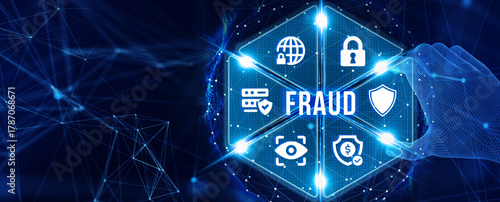 Fraud Alert Caution Defend Guard Notify Protect Concept. 3d illustration