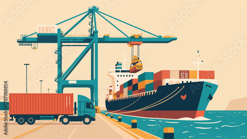 Cargo Shipping and Trucking Illustrator Artwork Banner Background Design Template 