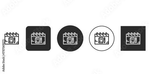 Calendar with notebook and pencil date reminder, schedule, event concept vector line icon symbol in thin outline style editable stroke