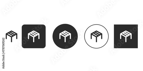 Collection of stool icons in various styles, offering a versatile set of design elements perfect for furniture, seating, and interior design themes