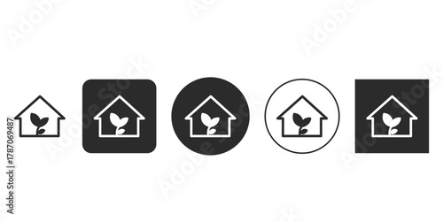Green house icon set home with plant symbol eco friendly sign vector illustration for web design, mobile app, and print eco house logo