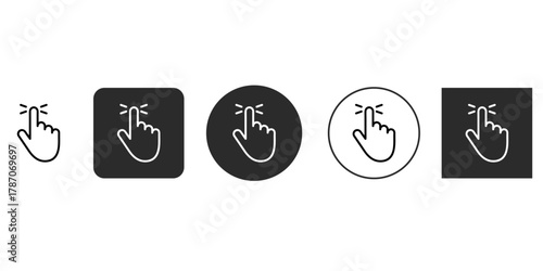 Outline hand touch vector icon set finger tap, click, push, press, gesture concept black and white flat design simple illustration