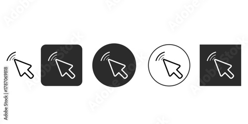 Collection of cursor icons, each with a unique style, these cursors represent various actions, such as clicking or selecting, and are designed in a clean, modern style