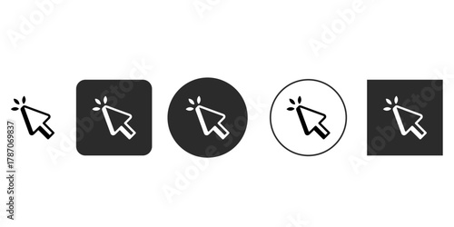 Collection of cursor icons with a star, each with a unique style, these cursors represent various actions, such as clicking or selecting, and are designed in a clean, modern style