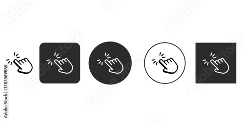 Hand cursor icon set click, pointer, touch or press gesture flat style for graphic design, logo, web site, social media, mobile app, ui illustration