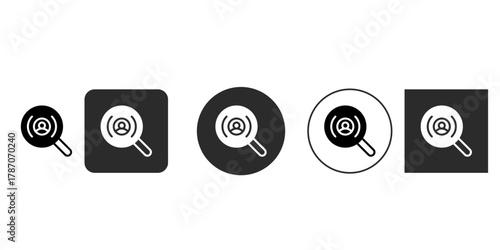 Black line magnifying glass for search a people icon recruitment or selection concept search for employees and job vector