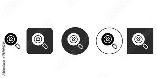 Black line magnifying glass and delete icon search, focus, zoom, business symbol vector