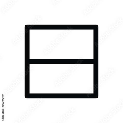 A minimalist illustration of a square divided into two equal rectangles by a horizontal line, creating a clean and balanced design. Laundry Line Icon. Isolated Vector Clip Art.
