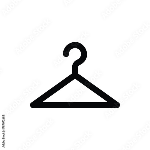A minimalist black icon of a clothes hanger, isolated on a clean white background, perfect for design and illustration. Laundry Line Icon. Isolated Vector Clip Art.