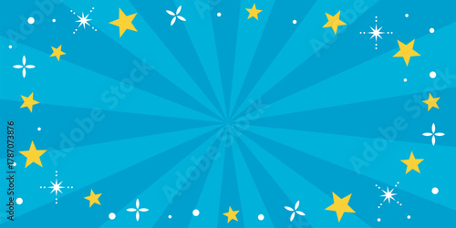 放射状に広がる集中線と星の背景イラスト